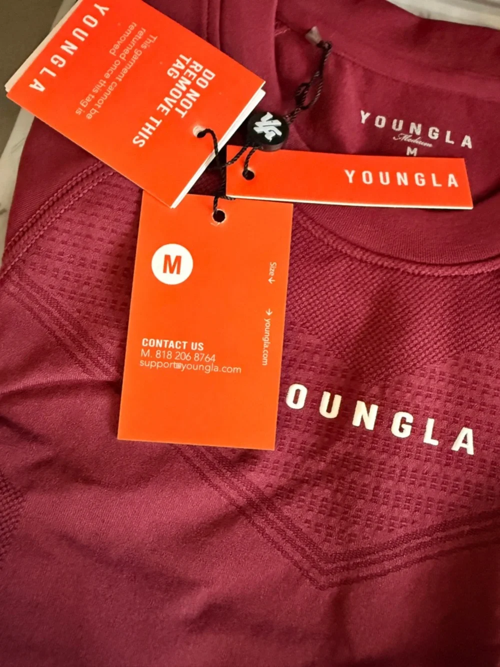 YoungLA 475 Supervillain Compression Tee, Size M, Burgundy, NWT - Picture 6 of 7